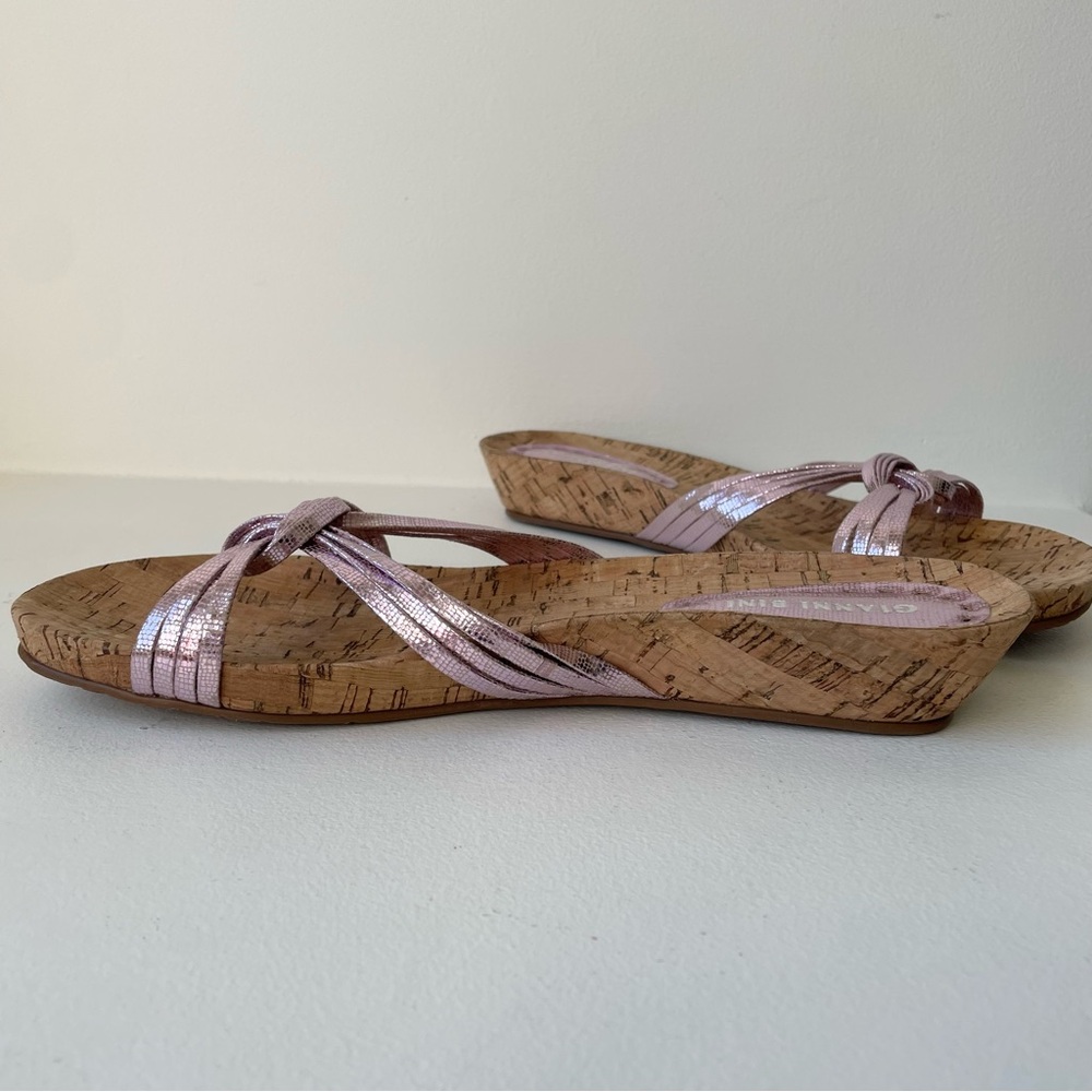 Gianni Bini Metallic Pink Open Toed Cork Sandal Size 9 - Picture 7 of 8